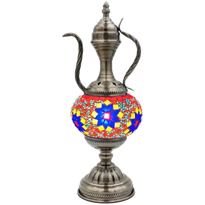 Red Hand Made Mosaic Glass Lamp Turkish teapot style