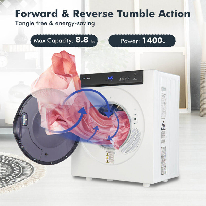 2.6 Cu.Ft Compact Clothes Dryer with Touch Panel and 2 Modes
