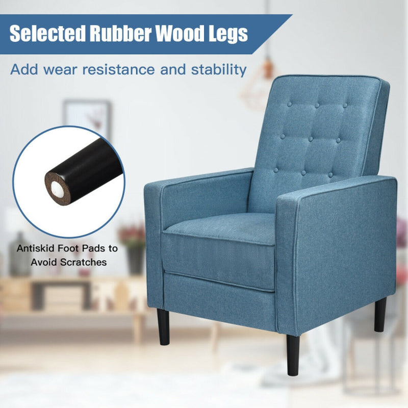 Modern Fabric Push-Back Recliner Chair with Button-Tufted Back and Thick Cushion