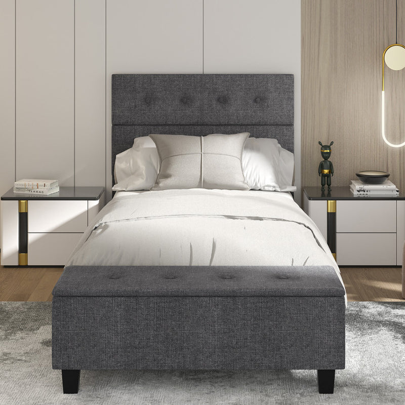 Twin/Full/Queen Upholstered Bed Frame with Ottoman Storage