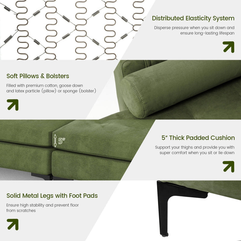 Modular L-Shaped 4-Seat Sectional Sofa with Reversible Chaise