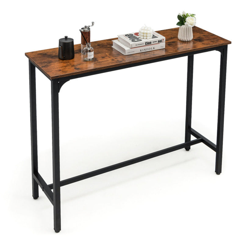 48 Inch Industrial Pub Dining Table with Steel Frame