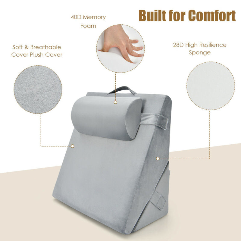 Adjustable Memory Foam Incline Pillow with Head Support for Sleeping Reading