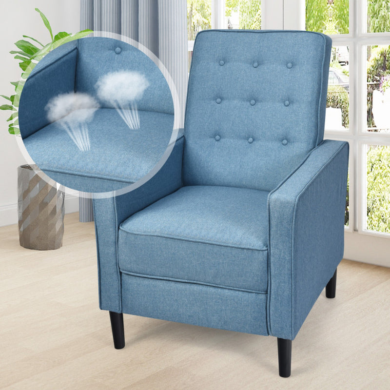 Modern Fabric Push-Back Recliner Chair with Button-Tufted Back and Thick Cushion