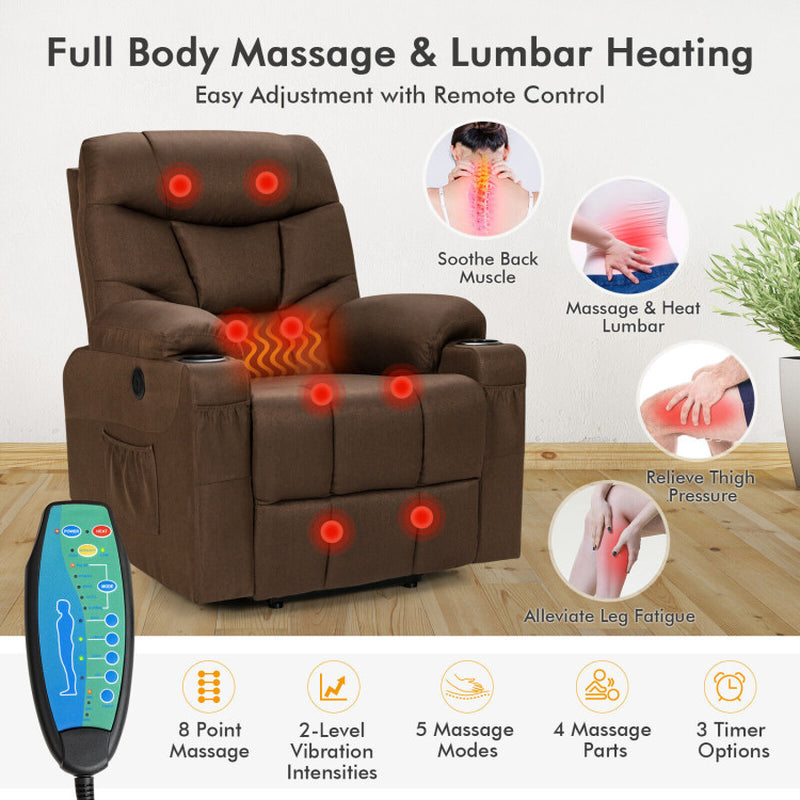 Electric Power Lift Recliner Chair with Vibration Massage and Lumbar Heat