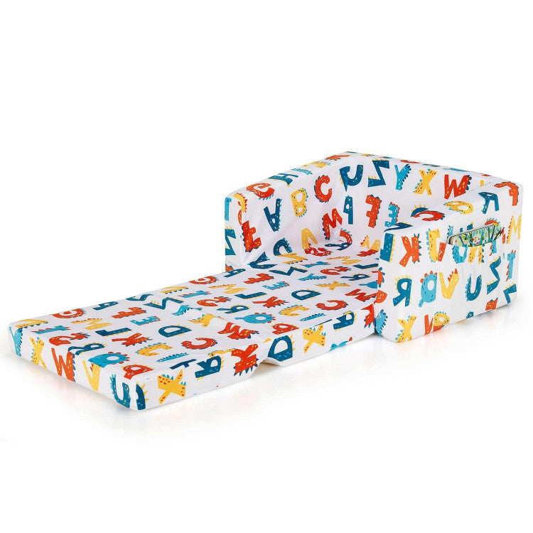 2-in-1 Convertible Kids Sofa with Velvet Fabric