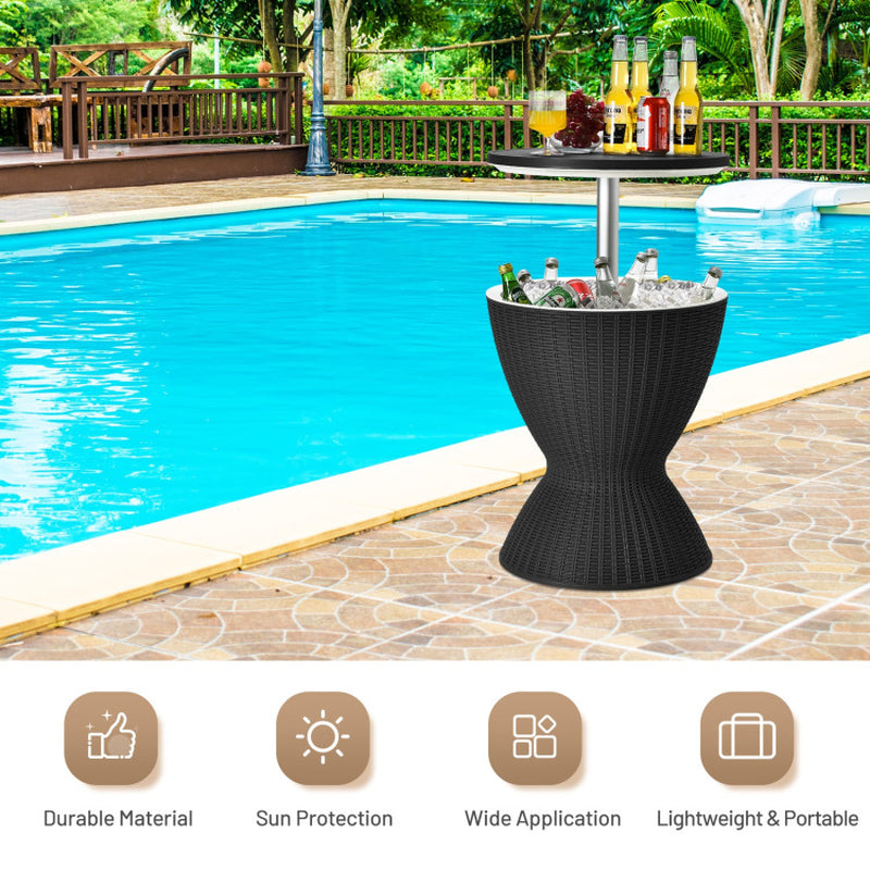 3 Pieces Outdoor Rattan Bar Table with Extendable Tabletop
