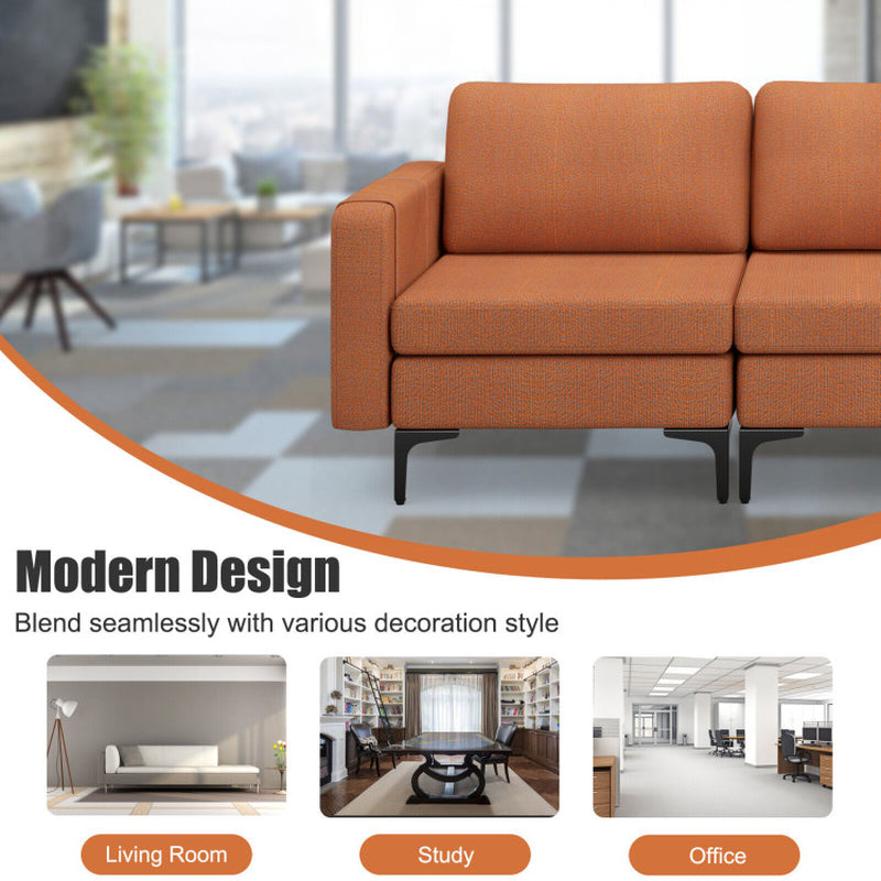 3-Seat Sectional Sofa Couch with Armrest Magazine Pocket and Metal Leg