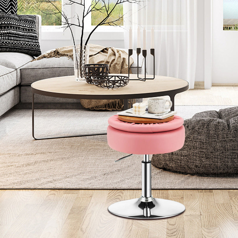 Adjustable 360° Swivel Storage Vanity Stool with Removable Tray