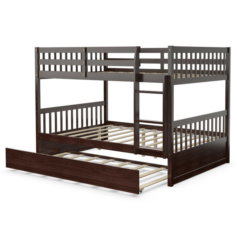 Full over Full Bunk Bed Platform Wood Bed with Ladder
