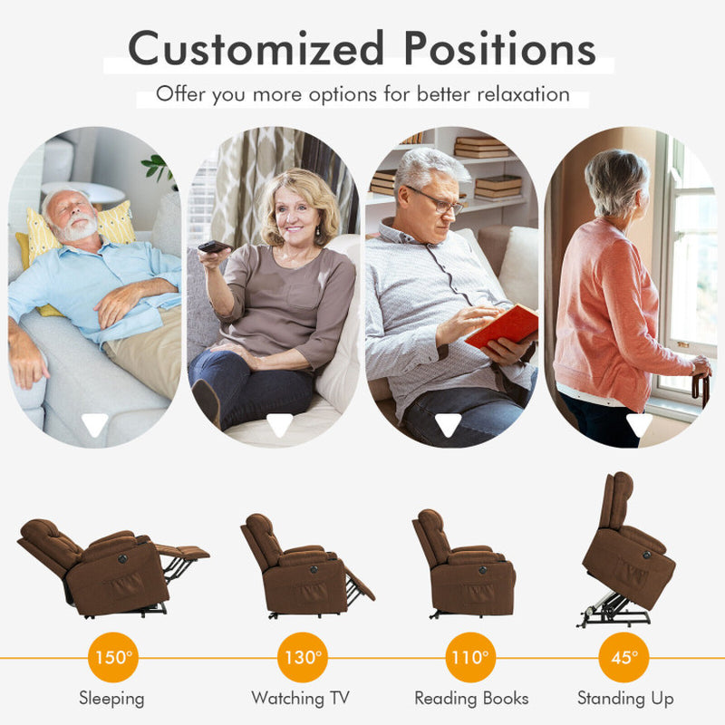 Electric Power Lift Recliner Chair with Vibration Massage and Lumbar Heat