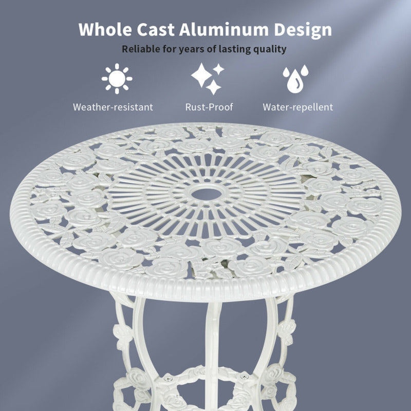 Outdoor Cast Aluminum Patio Furniture Set with Rose Design