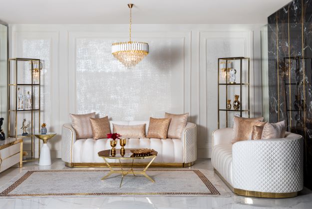 Gracie Ivory Velvet Sofa & Loveseat