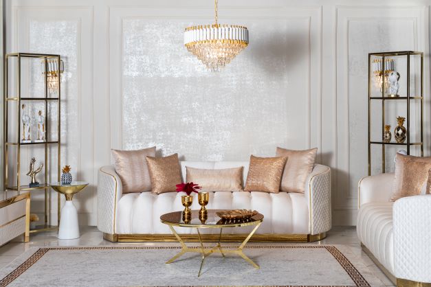 Gracie Ivory Velvet Sofa & Loveseat