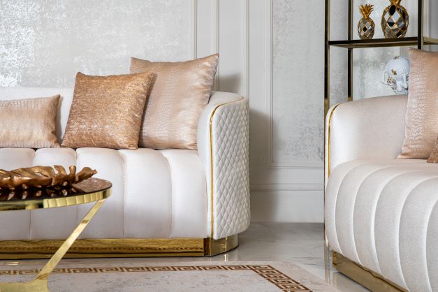 Gracie Ivory Velvet Sofa & Loveseat