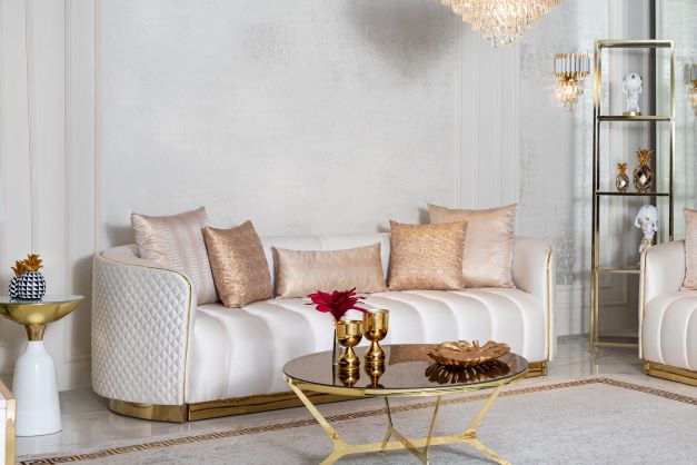 Gracie Ivory Velvet Sofa & Loveseat