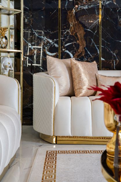 Gracie Ivory Velvet Sofa & Loveseat