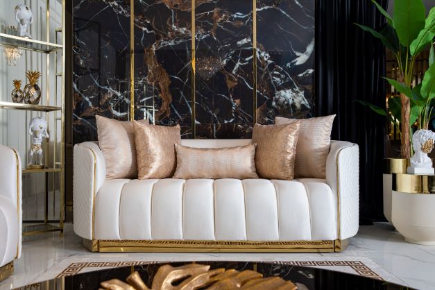 Gracie Ivory Velvet Sofa & Loveseat