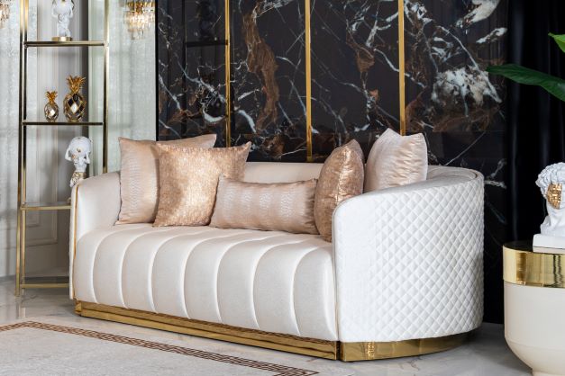 Gracie Ivory Velvet Sofa & Loveseat