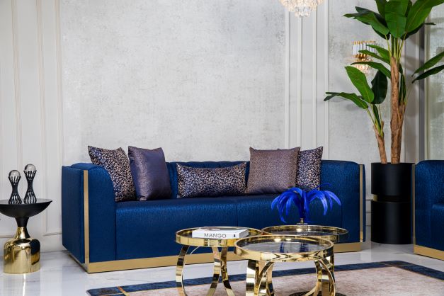Harley Navy Velvet Sofa & Loveseat