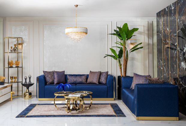 Harley Navy Velvet Sofa & Loveseat