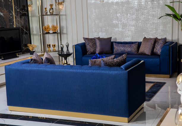 Harley Navy Velvet Sofa & Loveseat
