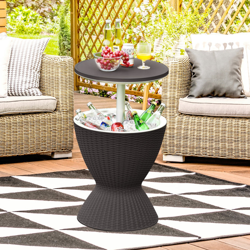 3 Pieces Outdoor Rattan Bar Table with Extendable Tabletop