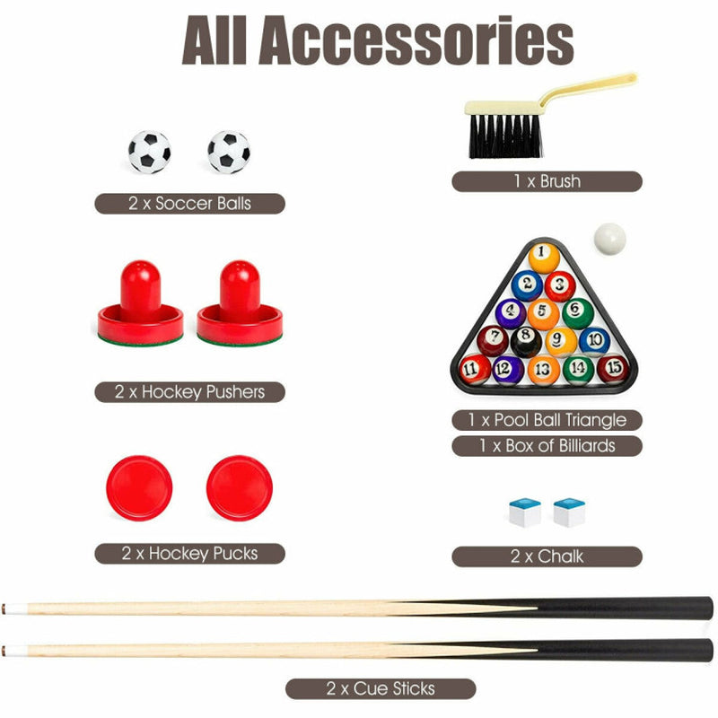 48 Inch 3-In-1 Multi Combo Game Table with Soccer for Game Rooms