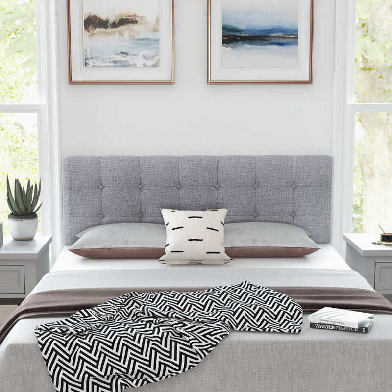 Linen Upholstered Headboard with Solid Rubber Wood Legs