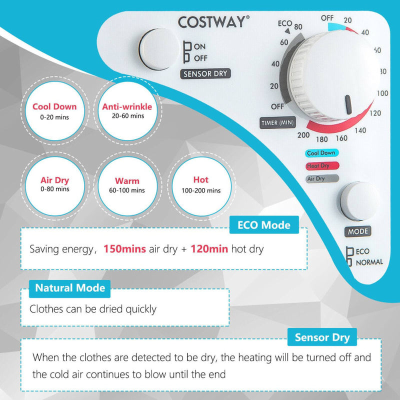 1500W Compact Laundry Dryer with Touch Panel
