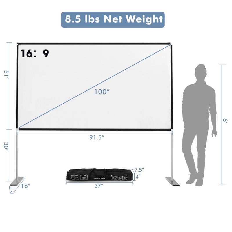 100/120 Inch Portable Projector Screen with Stand and Carry Bag