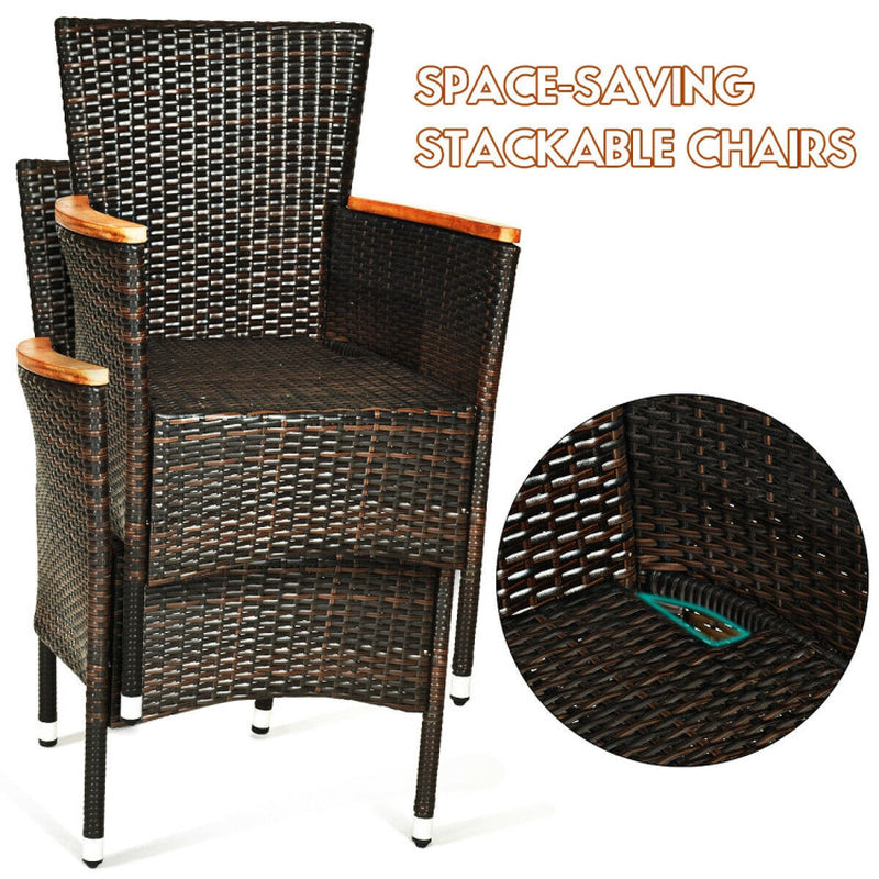 7 Pieces Garden Dining Patio Rattan Set with Cushions