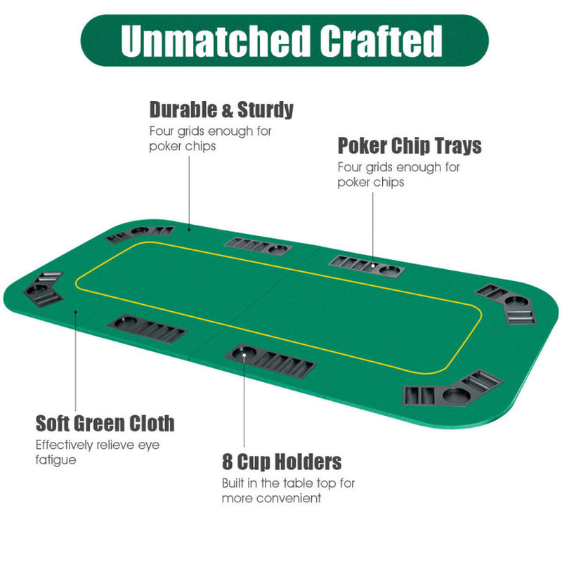 80 Inch X 36 Inch Folding 8 Player Deluxe Texas Poker Table Top with Bag