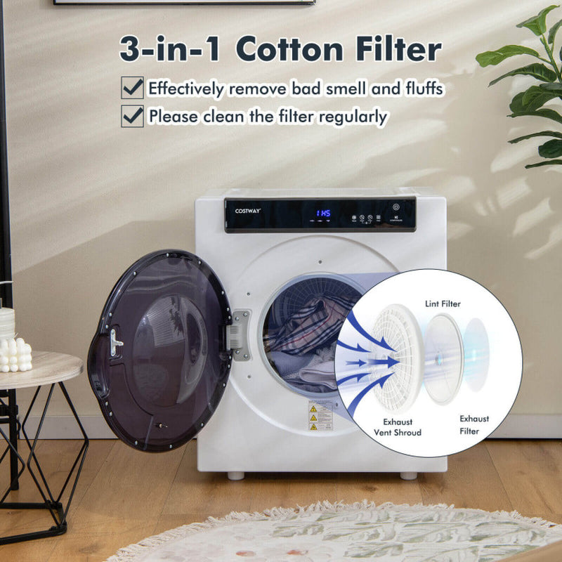 2.6 Cu.Ft Compact Clothes Dryer with Touch Panel and 2 Modes