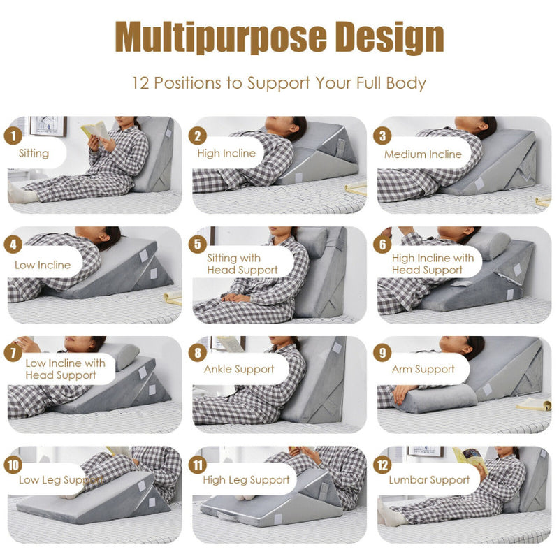 Adjustable Memory Foam Incline Pillow with Head Support for Sleeping Reading