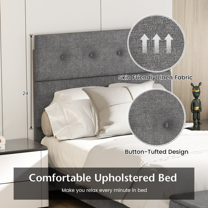 Twin/Full/Queen Upholstered Bed Frame with Ottoman Storage