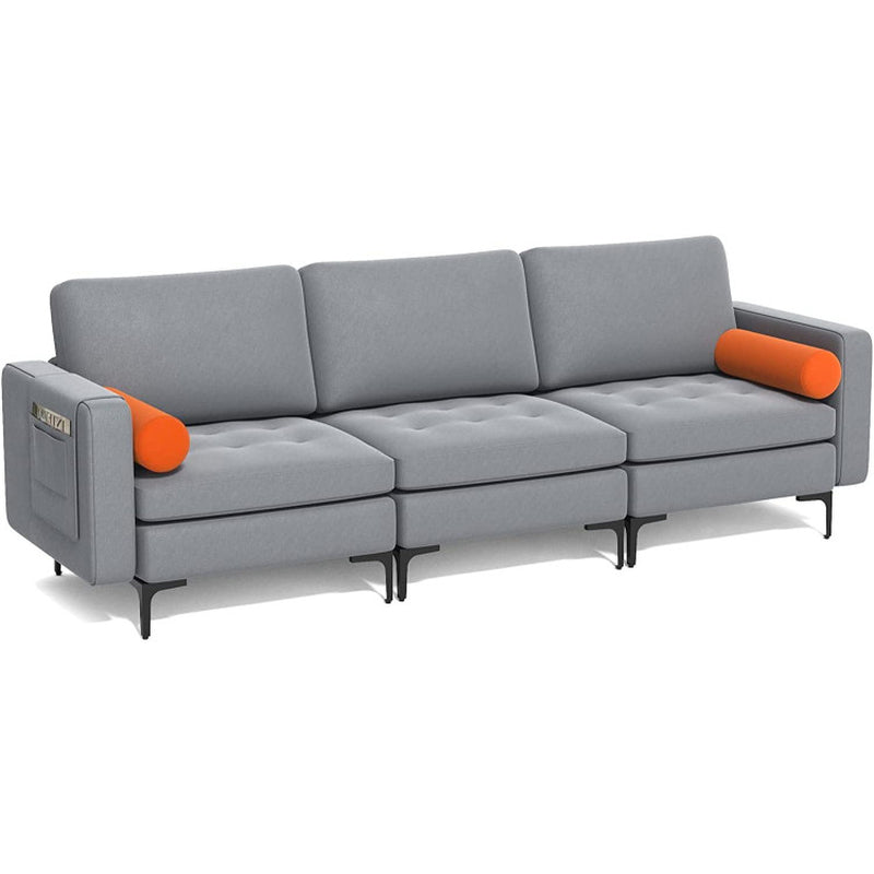 3-Seat Sofa Sectional with Side Storage Pocket and Metal Leg