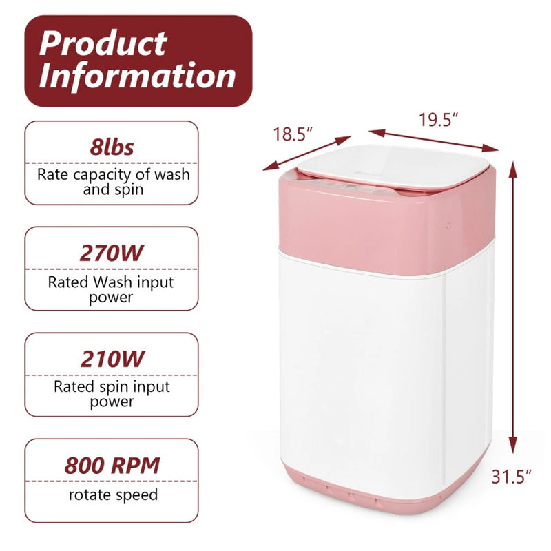8Lbs Portable Fully Automatic Washing Machine with Drain Pump