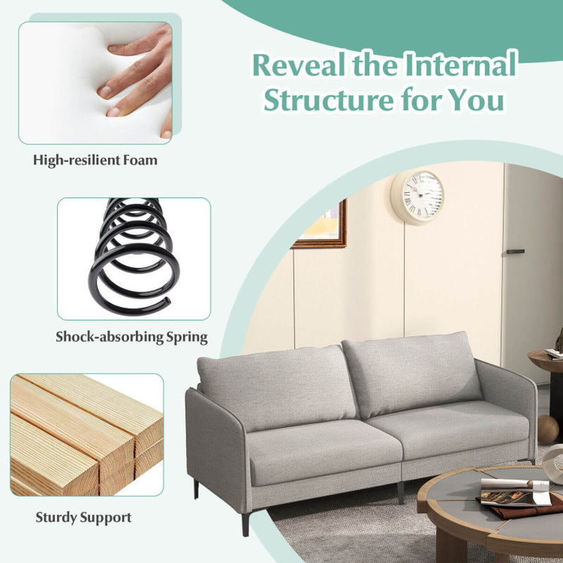 Modern 76 Inch Loveseat Sofa Couch for Apartment Dorm with Metal Legs