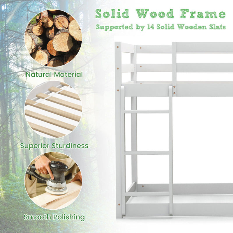 Twin Size Bunk Bed with Convertible Bookcase and Ladder
