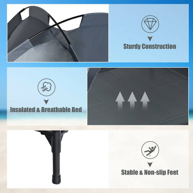 Portable Elevated Outdoor Pet Bed with Removable Canopy Shade