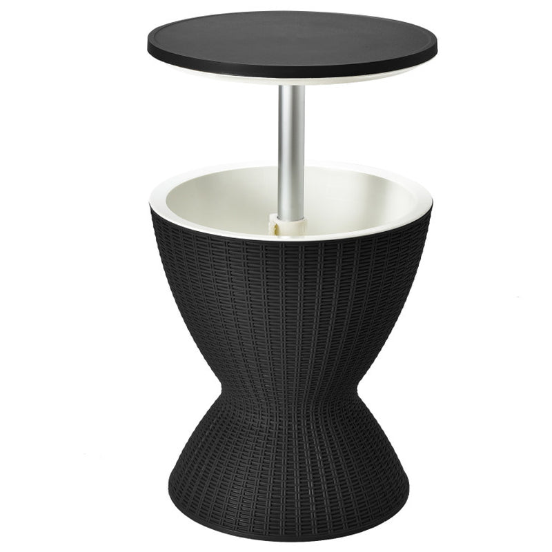 3 Pieces Outdoor Rattan Bar Table with Extendable Tabletop
