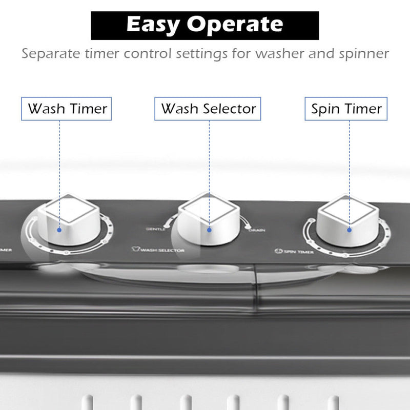 20 Lbs Portable Semi-Automatic Twin-Tub Washing Machine