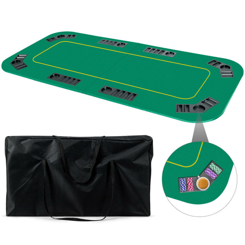80 Inch X 36 Inch Folding 8 Player Deluxe Texas Poker Table Top with Bag