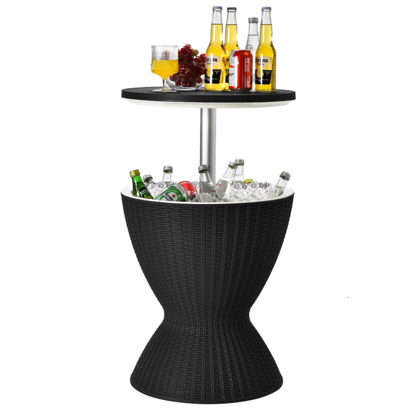 3 Pieces Outdoor Rattan Bar Table with Extendable Tabletop