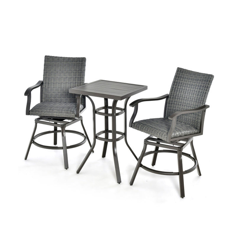 3 Pieces Swivel Bar Set with 4D Air Fiber Cushion