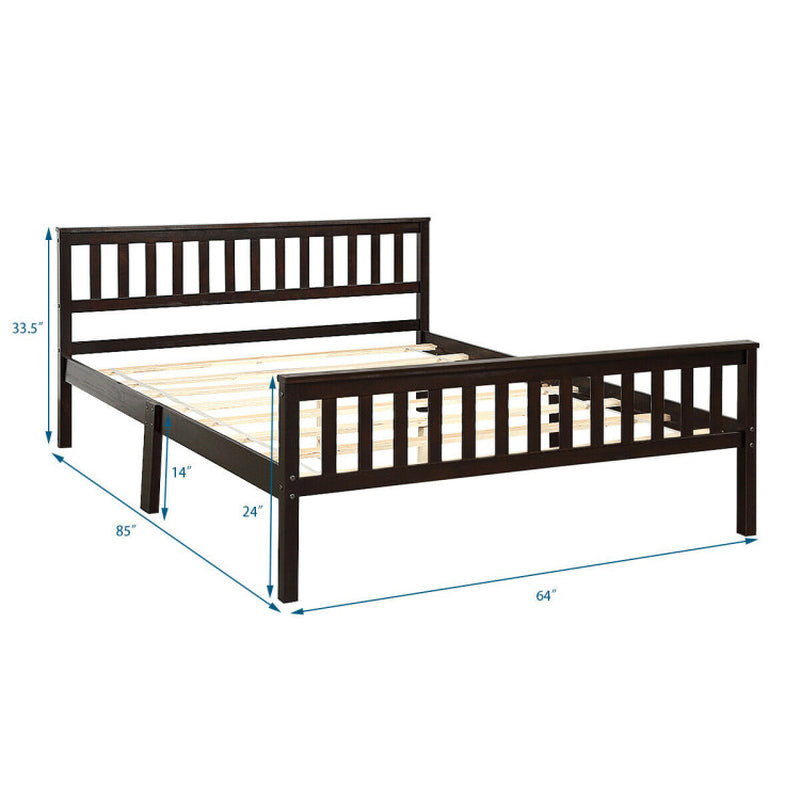 Deluxe Solid Wood Platform Bed with Headboard and Footboard