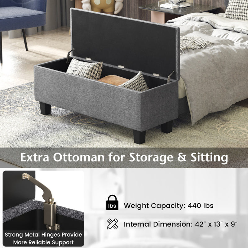 Twin/Full/Queen Upholstered Bed Frame with Ottoman Storage