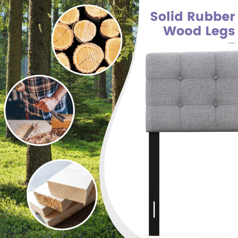 Linen Upholstered Headboard with Solid Rubber Wood Legs