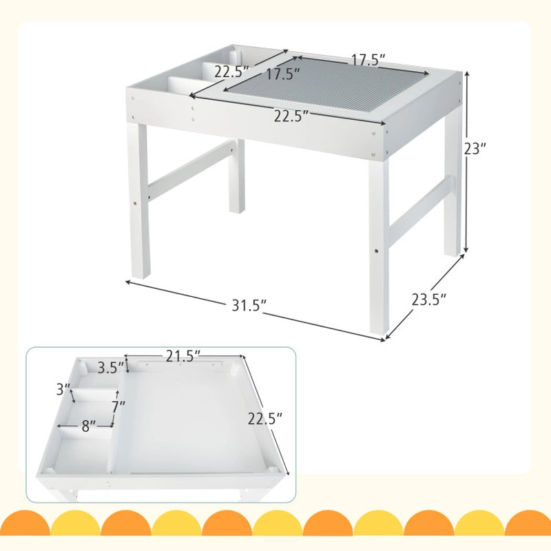 3 in 1 Wooden Kids Table with Storage and Double-Sided Tabletop